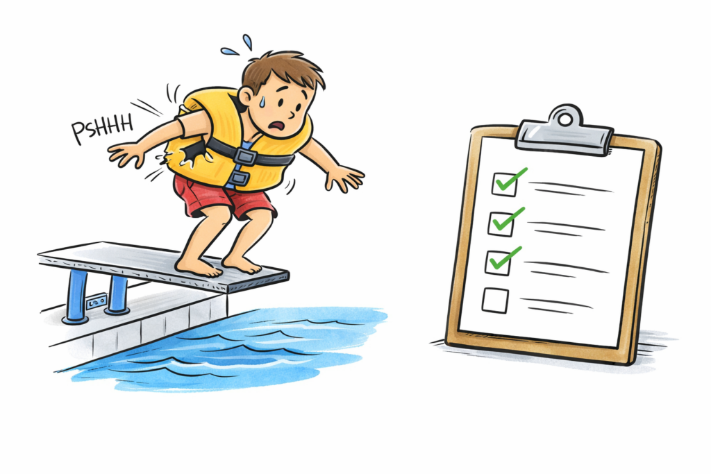 Ilustração representando como começar a investir em ações com um checklist de segurança financeira