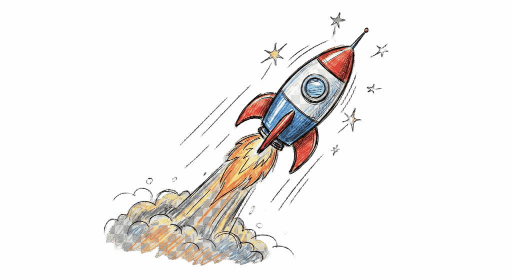 Imagem de um lançamento de foguete,